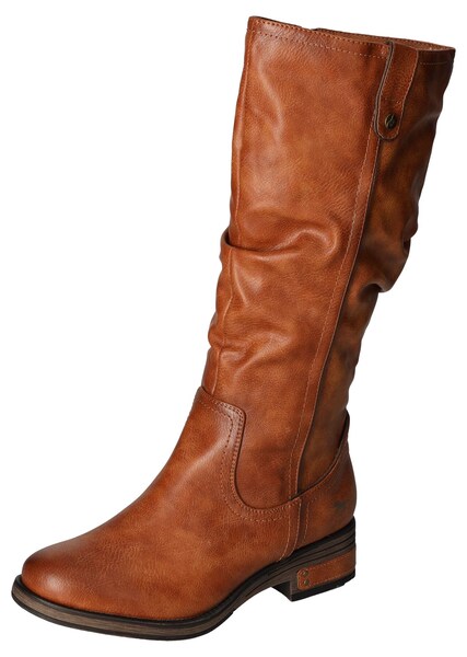 Bild von Mustang Shoes Winterstiefel, Langschaftstiefel, Blockabsatz, mit Raffungen am slouchy Schaft