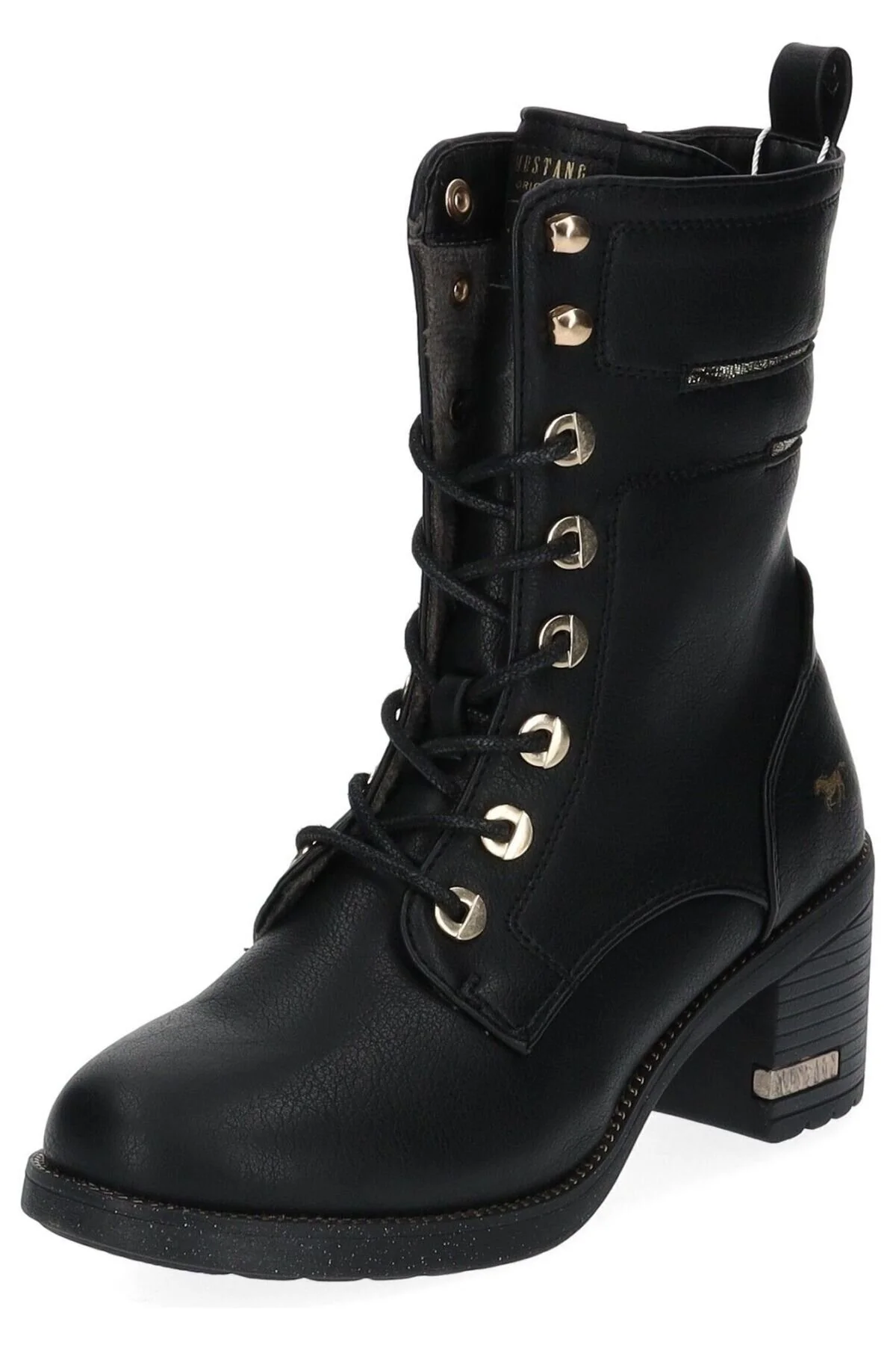 Bild von Mustang Stiefelette Schwarz Blockabsatz für Damen - 38