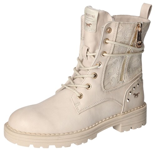 Bild von Mustang Shoes Winterboots, Blockabsatz, Winterstiefelette, Schnürboots, Logoschriftzüge