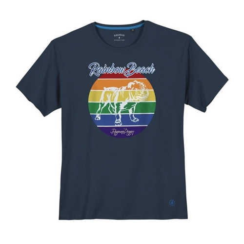 Bild von RAGMAN Rundhalsshirt Große Größen Herren T-Shirt nachtblau Print Rainbow Beach Ragman