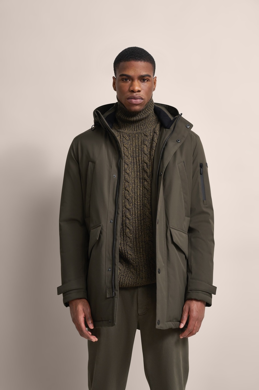 Bild von bugatti Langjacke, mit Kapuze, mit innenliegendem Strickkragen
