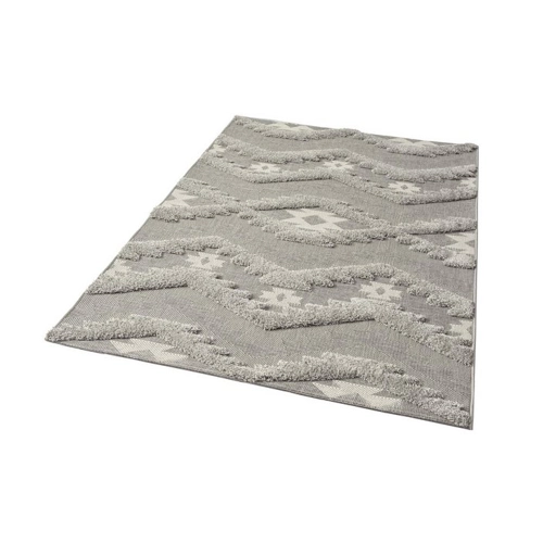 Bild von TeppichHome24 Outdoorteppich – Grau in Sisal Optik mit Hoch Tief Effekt