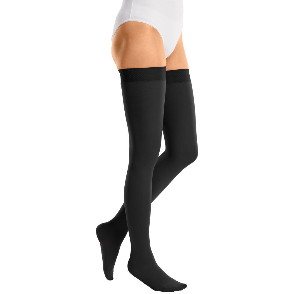 Bild von mediven® cotton CCL2 AG Schenkelstrümpfe kurz (62-71 cm) mit Noppenhaftband