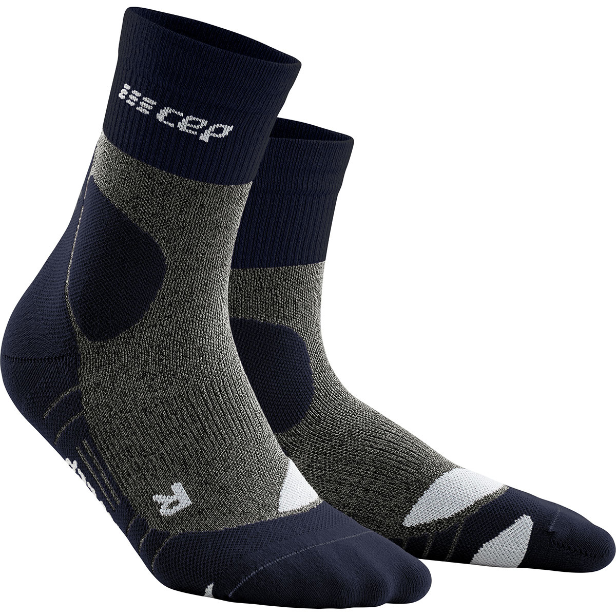 Bild von CEP - HIKING MERINO MID CUT SOCKS REDESIGN für Damen | Knöchellange Wandersocken mit Kompression | Trekkingsocken für optimale Trittsicherheit in Peacoat/Grey | Größe II | S