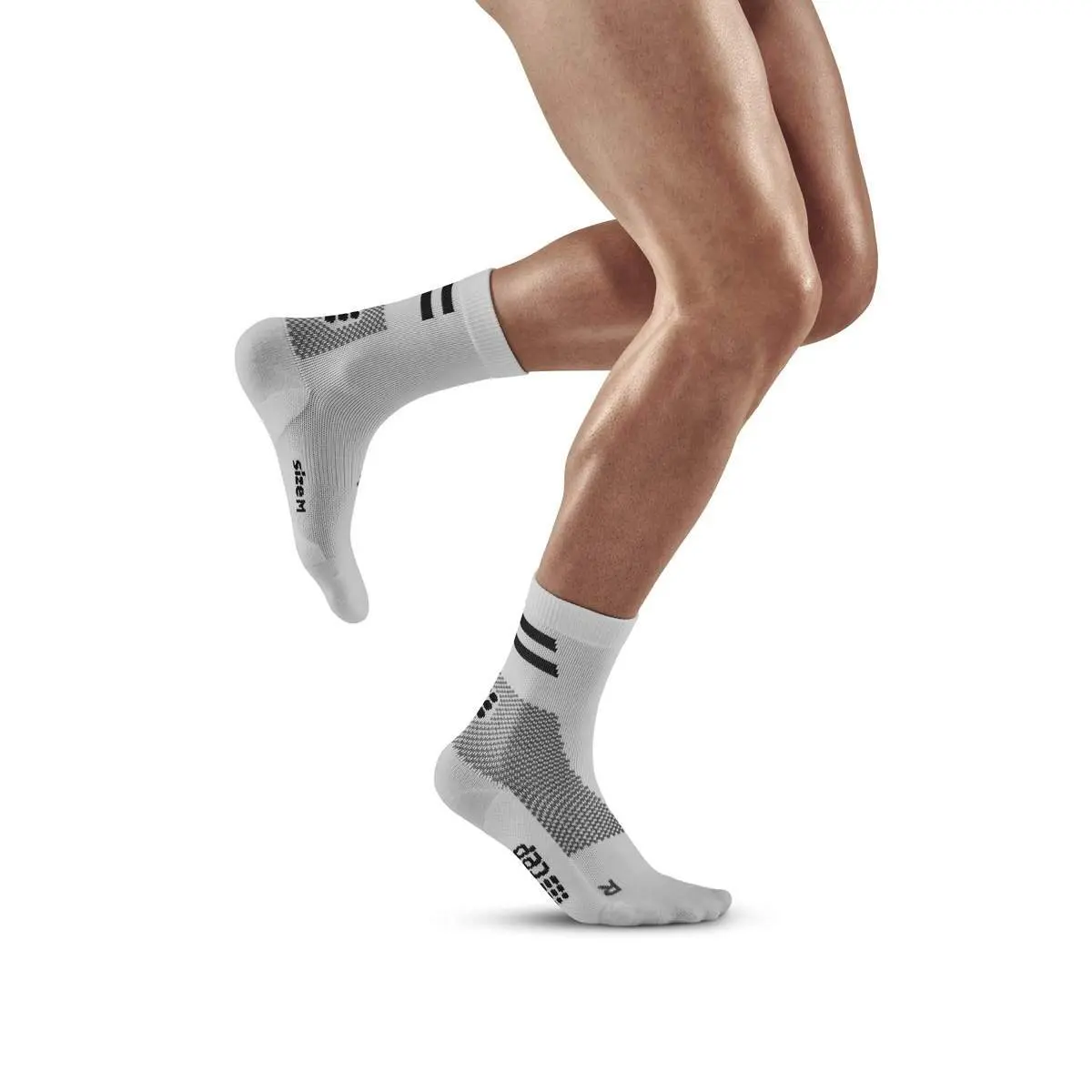 Bild von CEP - Training Compression Socks MID Cut Unisex | Kompressionssocken für Damen und Herren | Atmungsaktive Sportsocken mit Kompression und Polsterung | Funktionssocken | White | M