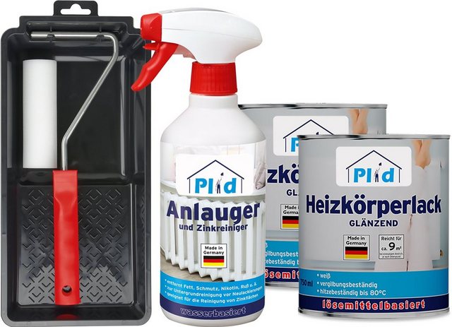 Bild von PLID® Heizkörperlack lösemittelhaltig Thermolack Metalllack Heizkörperfarbe Lack Farbe für heizkörperverkleidung schnelltrocknend 2in1 hitzebeständig 80 grad Glänzend Weiß 1,5l Heizkörperlack