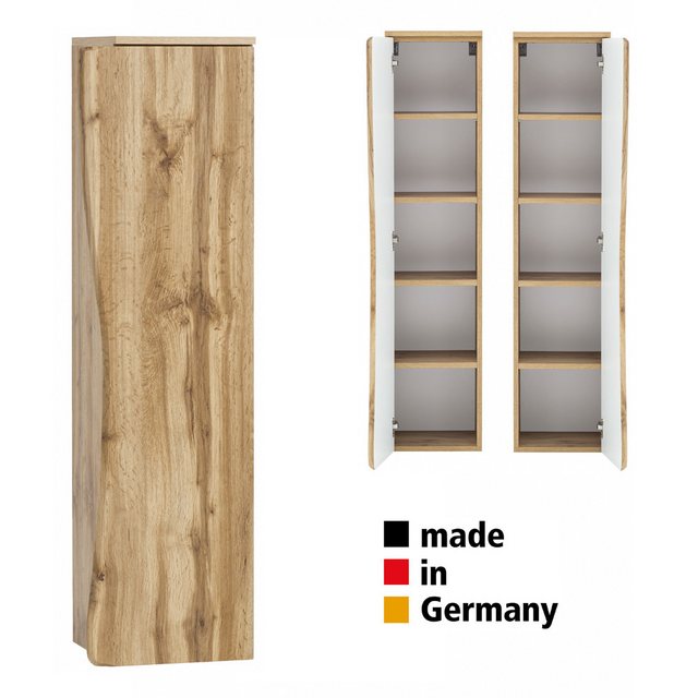 Bild von Badezimmer Hochschrank KAHLA-03 in Wotan Eiche Nb. Front mit Baumkantenoptik, B/H/T: ca. 37,5/130/35 cm