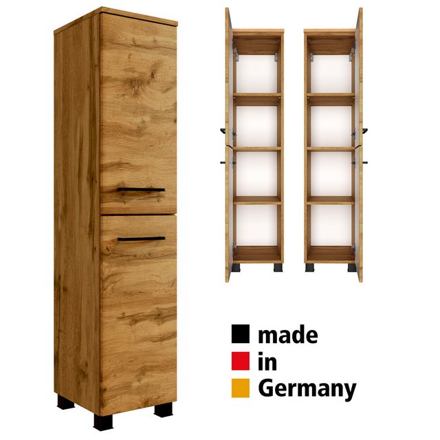 Bild von Lomadox Badmöbel-Set MORISSON-03, (Spar-Set, 3-St), Eiche 100 cm Waschtisch Waschbecken und Spiegelschrank 160/200/50 cm