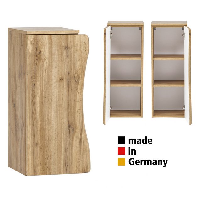 Bild von Badezimmer Unterschrank 30 cm breit KAHLA-03 in Wotan Eiche Nb. mit Baumkantenoptik, B/H/T: ca. 37,5/79/35 cm