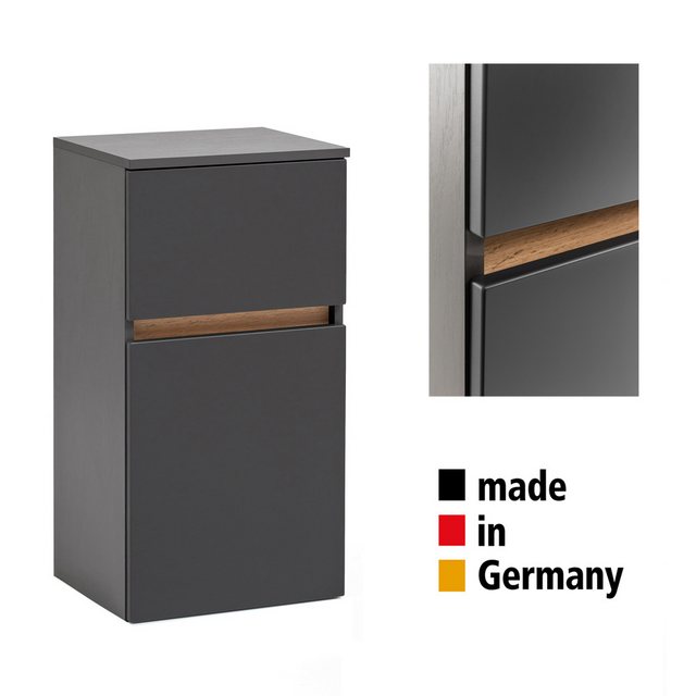 Bild von Unterschrank 40 cm breit VIDAGO-03 in graphit mit Absetzung in Wotan Eiche Nb., B/H/T: ca. 40/79/35 cm