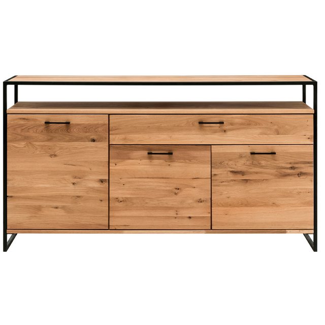 Bild von Lomadox Sideboard FORST-64, Eiche massiv geölt, mit umlaufendem Metallrahmen, : 170/92/44 cm