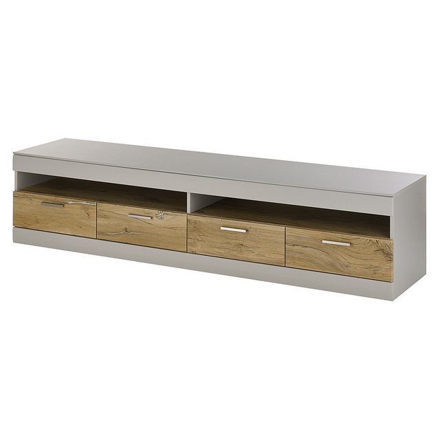 Bild von Lomadox Lowboard SINAIA-61, Modernes 200 cm in grau matt mit Zinn Eiche Nb., B/H/T 200/46/45 cm