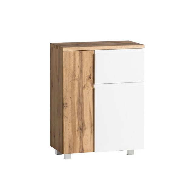 Bild von Lomadox Unterschrank VASTO-03-WHITE Badezimmer 65cm in Wotan Eiche Nb. mit weiß matt, B/H/T 40/79/35 cm