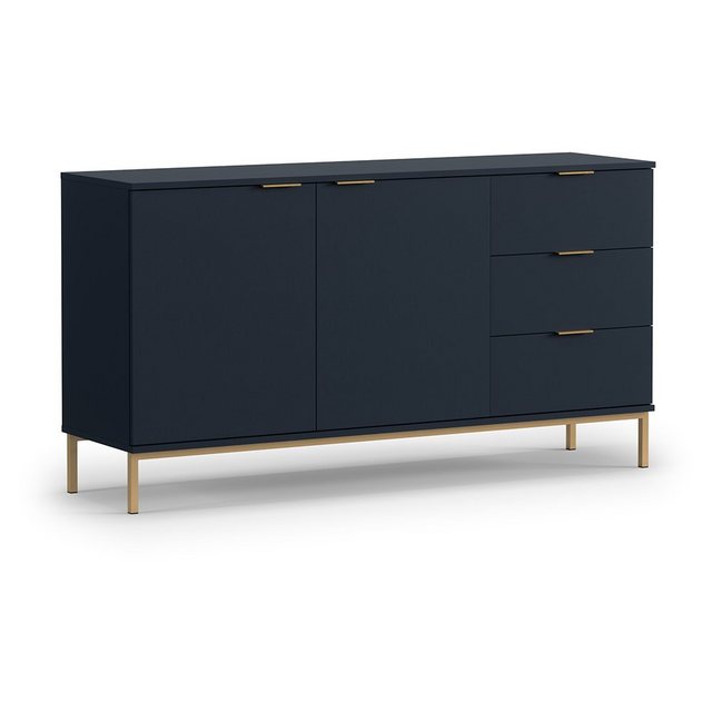 Bild von Lomadox Wohnzimmer-Set PERIA-132, (Mega-Spar-Set, 5-St., 5-tlg), inkl. LED Glasbodenbeleuchtung in Marineblau 5-teilig