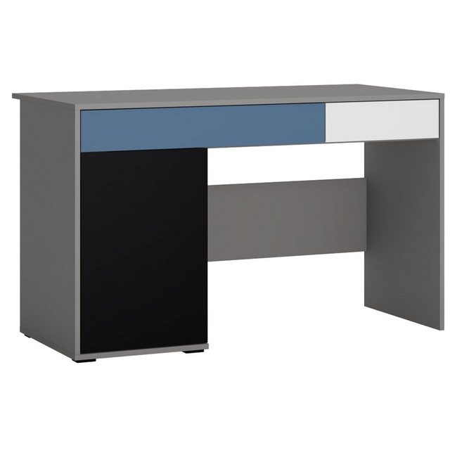Bild von Jugendzimmer Schreibtisch LIIVA-129 in grau mit schwarz, weiß, blau, B/H/T: ca. 124,4/76/60,1 cm