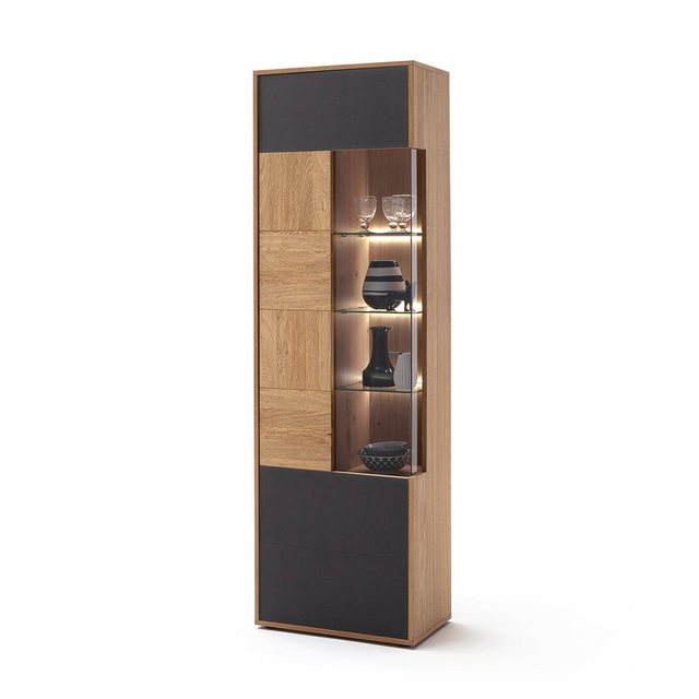 Bild von Wohnwand braun VALPARAISO-05 Modern in Eiche Bianco teilmassiv, 3-teilig mit LED Beleuchtung