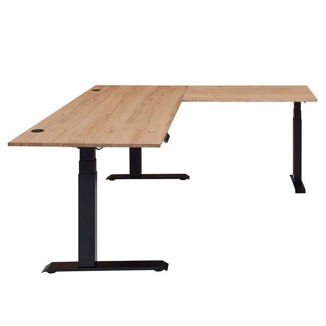 Bild von Lomadox Schreibtisch SARINA-36, höhenverstellbar, Altesche gebürstet, teilmassiv, ca. 185/64/177 cm