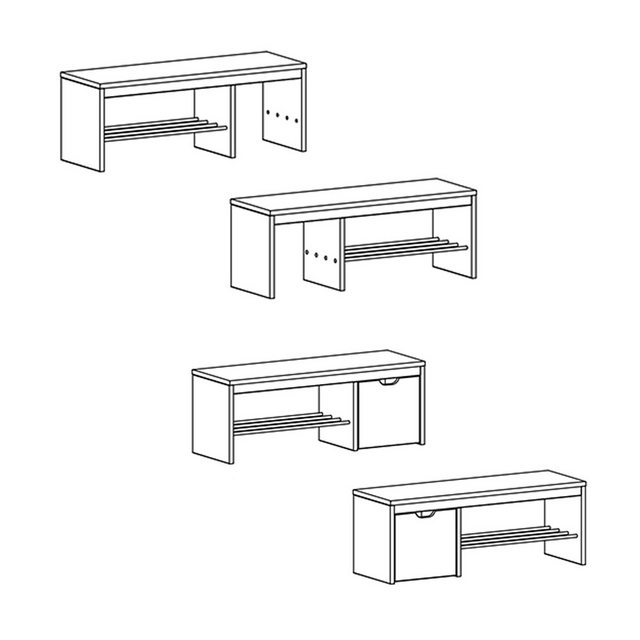 Bild von Lomadox Schuhbank CUENCA-137, Massivholz Eiche, 120 cm, Schuhablage, Schubkasten