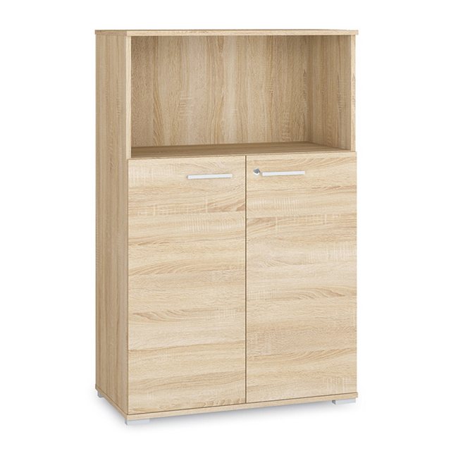 Bild von Lomadox Aktenschrank ORLEANS-131 Büro Schrank mit Fach Türen abschließbar Eiche 79x123,4x40,3 cm