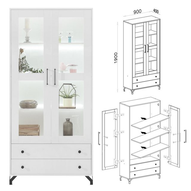 Bild von Lomadox Wohnwand BEND-133, (4-St), Anbauwand TV-Wand Mediamöbel modern weiß