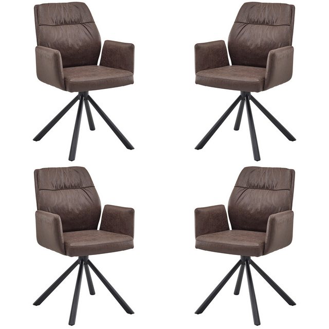 Bild von Lomadox Stuhl NEWBURGH-119, 4er Set, 180° drehbar, Mikrofaser in braun