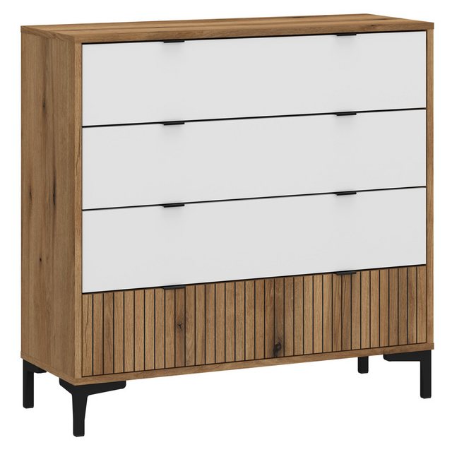 Bild von Lomadox Jugendzimmer-Set RISBY-129, (Sparset, 6-tlg), Bett 90x200 Kleiderschrank Kommode Nachttisch Schreibtisch weiß Eiche