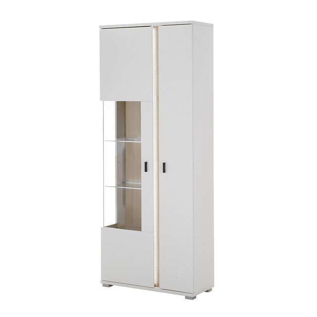 Bild von Lomadox Vitrine LOVENO-61 80 cm breit in weiß und Eiche