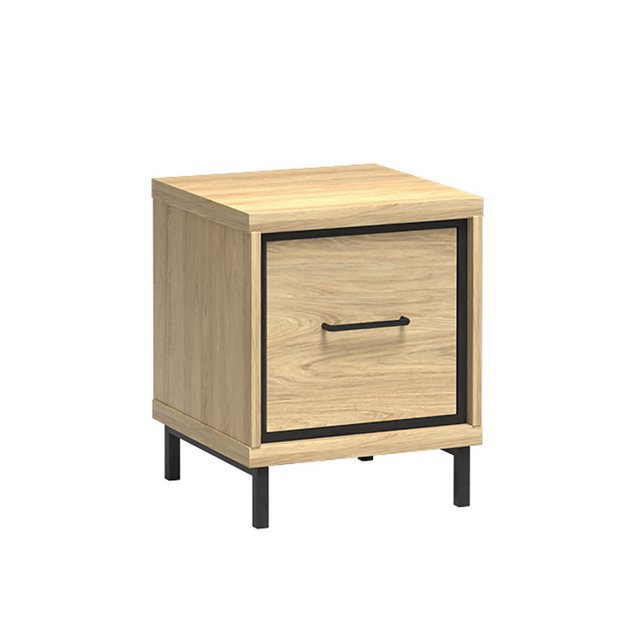 Bild von Lomadox Bett MEGARA-161, Jugendbett Nachttisch Ehebett in braun mit Eiche Hickory Design