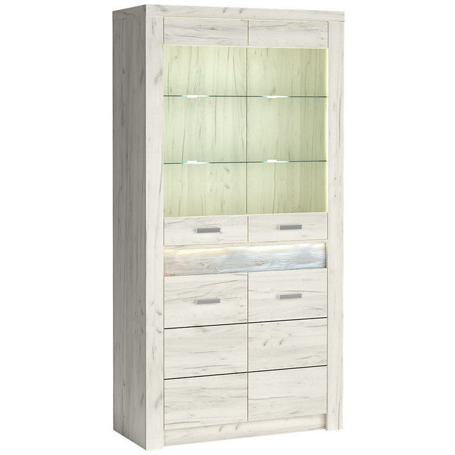 Bild von Lomadox Vitrine INGENIO-161 Standvitrine Wohnzimmerschrank modern mit LED Beleuchtung in weiß