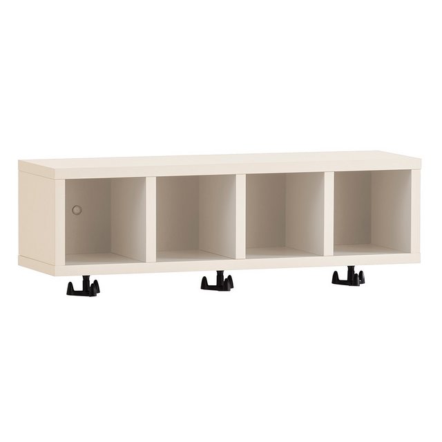 Bild von Lomadox Garderoben-Set LORCA-80, (Spar-Set, 4-St., Schuhbank Sitzpolster Regal Garderobenpaneel Wandregal), beige creme Spiegel rund Kleiderhaken Drehhaken