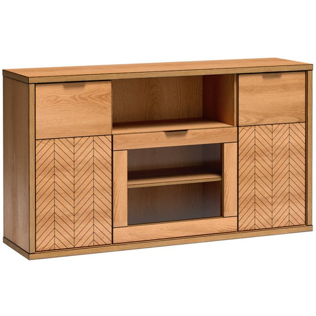 Bild von Lomadox Wohnzimmer-Set FABRIANO-161, (Mega-Spar-Set, 3-St., Vitrinenschrank Sideboards), Wohnzimmerschrank Wohnmöbel Wohnzimmer Esszimmermöbel modern Eiche