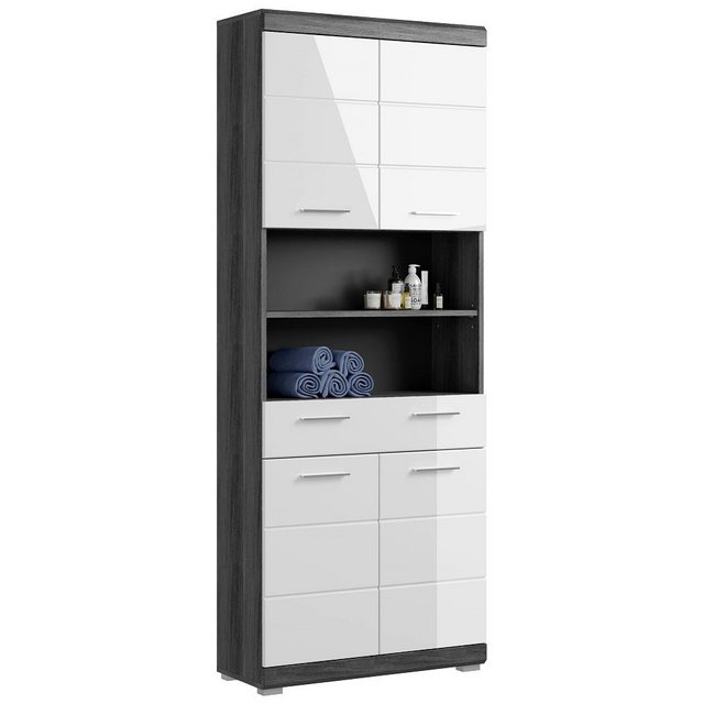 Bild von Lomadox Badkommode SIROCO-158, Badezimmerschrank Badezimmermöbel Schrank modern in weiß mit grau