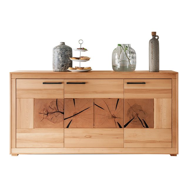 Bild von Lomadox Sideboard WINNIPEG-69, Kommode 171cm, Kernbuche massiv geölt, Hirnholz-Details, montiert