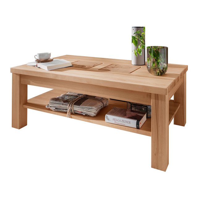 Bild von Lomadox Couchtisch WINNIPEG-69, Sofatisch 118x70cm, Kernbuche massiv geölt, Hirnholz-Detail