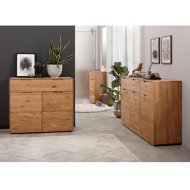 Bild von Lomadox Wohnzimmer-Set KALAMANTA-69, (Mega-Spar-Set, 3-St., Kommode groß Kommode mittel Kommode klein), Massivholz Wohnzimmermöbel Kommoden Schrank modern in Eiche