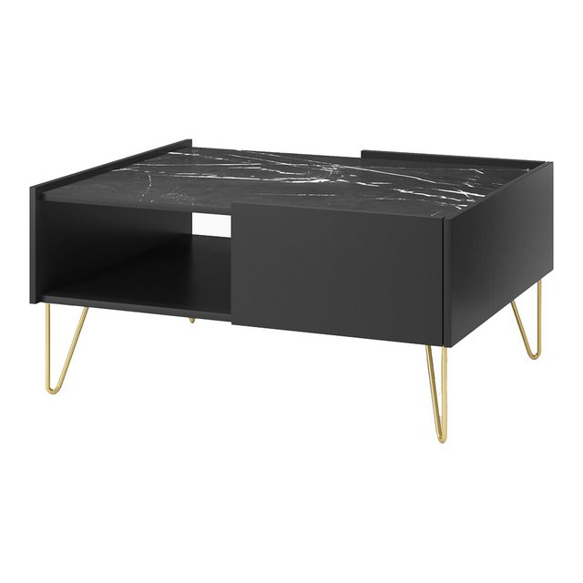 Bild von Lomadox Wohnzimmer-Set HERMOSILLO-160, (Mega-Spar-Set, 2-St., Lowboard Couchtisch), Wohnwand Wohnmöbel, graphit, Oberboden Marmoroptik, goldene Füße