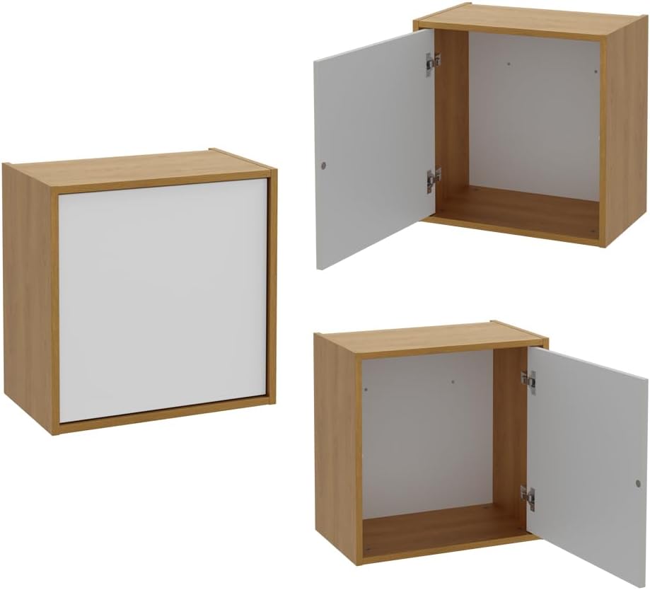 Bild von Lomadox Badezimmer Hängeschrank 50x50 cm Eiche mit weiß Badschrank Badregal klein quadratisch