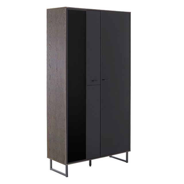 Bild von Lomadox Wohnwand VARAZZE-05, (3-St., Sideboard Vtirine Wandboard), Softblack mit Eiche Furnier, Softclose, zum Teil montiert