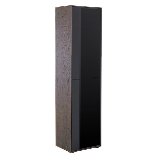 Bild von Lomadox Wohnwand VARAZZE-05, (4-St., TV Lowboard Vitrinen Wandboard), Softblack mit Eiche Furnier, Softclose, zum Teil montiert