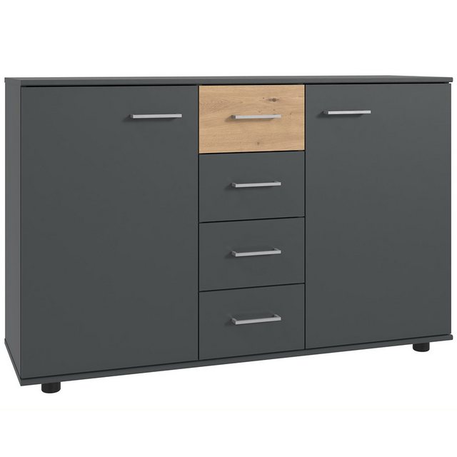 Bild von Lomadox Kommode TREVISO-43, Schlafzimmerkommode Schlafzimmerschrank Schrank 130 cm breit graphit