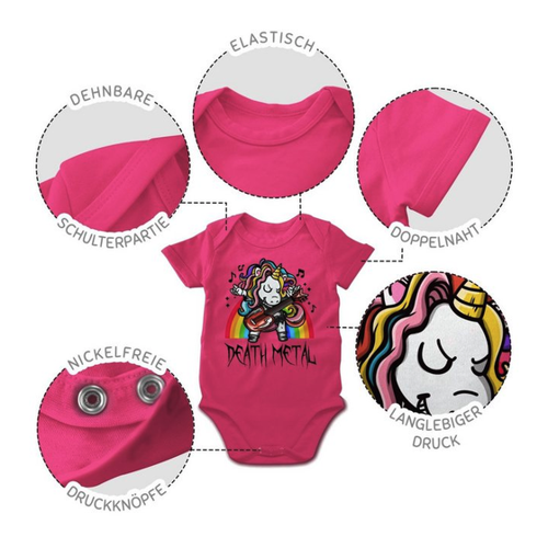 Bild von Shirtracer Shirtbody Death Metal Einhorn - Unicorn Sprüche Baby