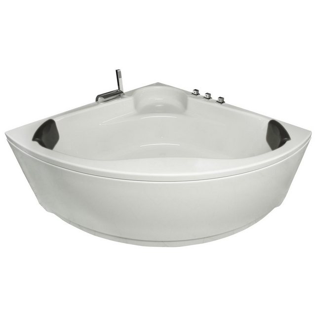 Bild von Basera® Badewanne Eck-Badewanne Futuna 140 x 140 cm, (Komplett-Set), mit Wasserfall, LED und Kopfstützen