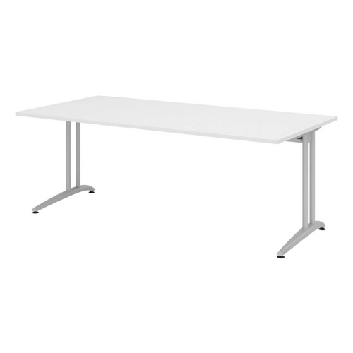 Bild von bümö Schreibtisch Serie-B - Arbeitshöhe 72 cm, Rechteck: 200 x 100 cm - Dekor: Weiß