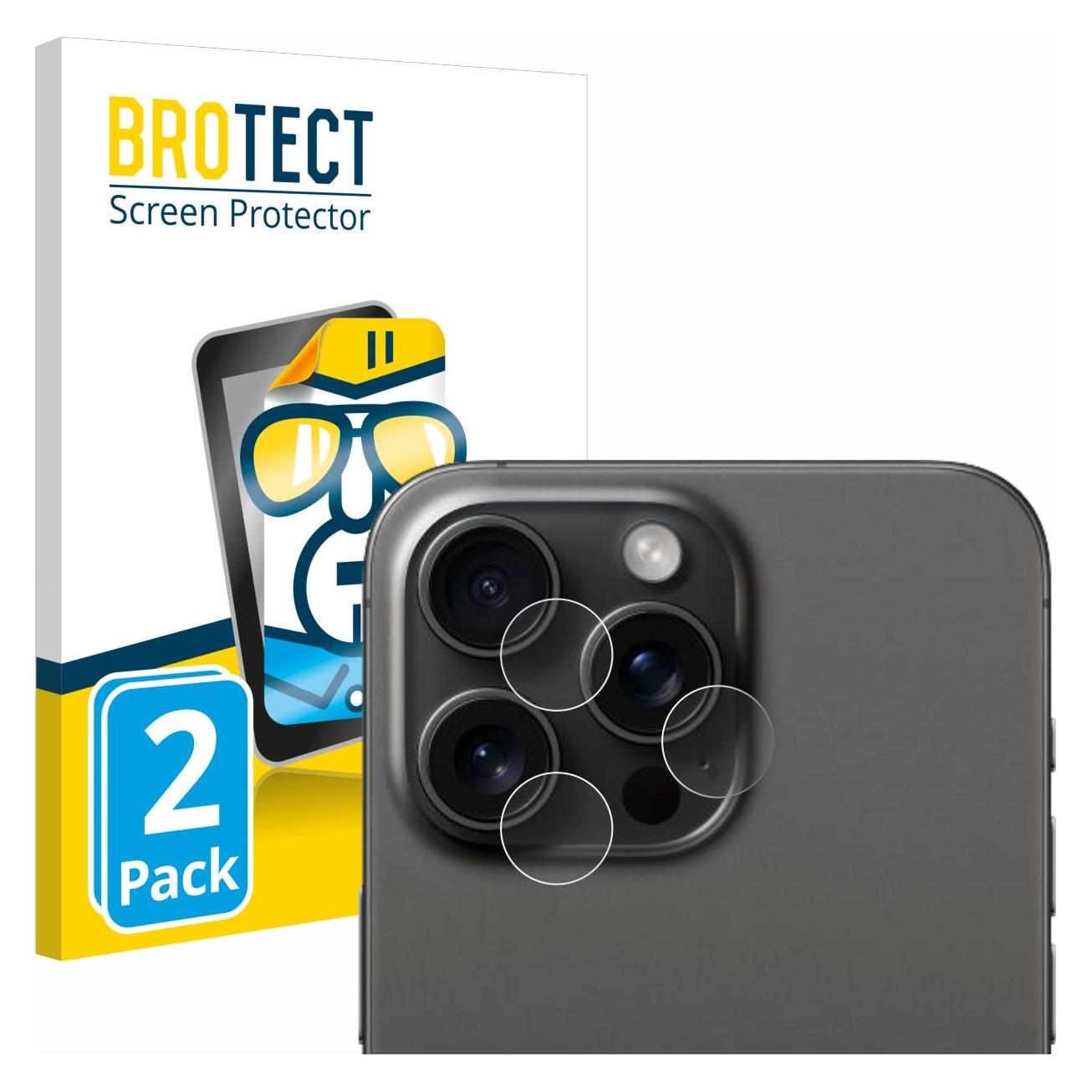 Bild von BROTECT Schutzfolie Displayschutz Klar (2 Stück, Apple iPhone 15 Pro Max), Smartphone Schutzfolie, Transparent