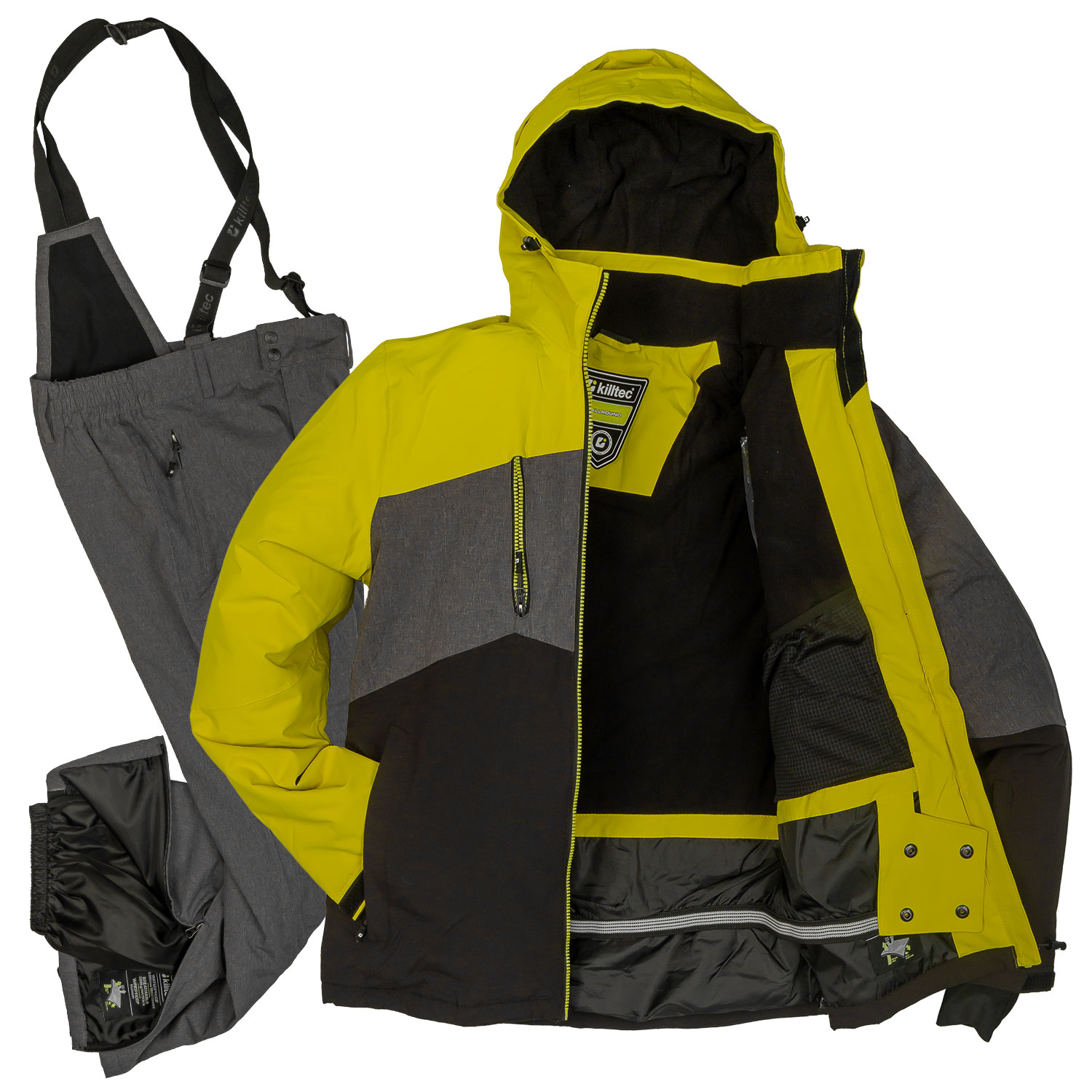Bild von killtec Skianzug Herren Gr. M Skijacke limette Stretch Material+ Skihose graumit Schneefang