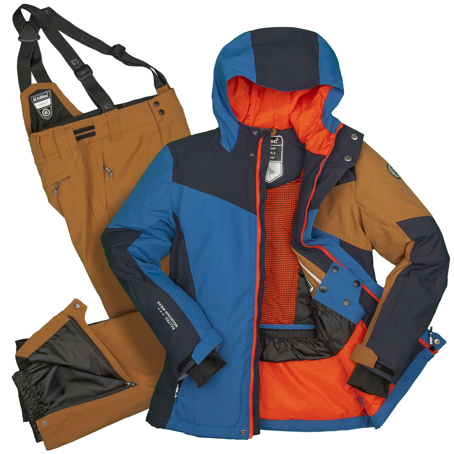 Bild von Killtec Skianzug Jungen Kinderskianzug Skijacke dunkelblau + Skihose braun, verschweißte Nähte