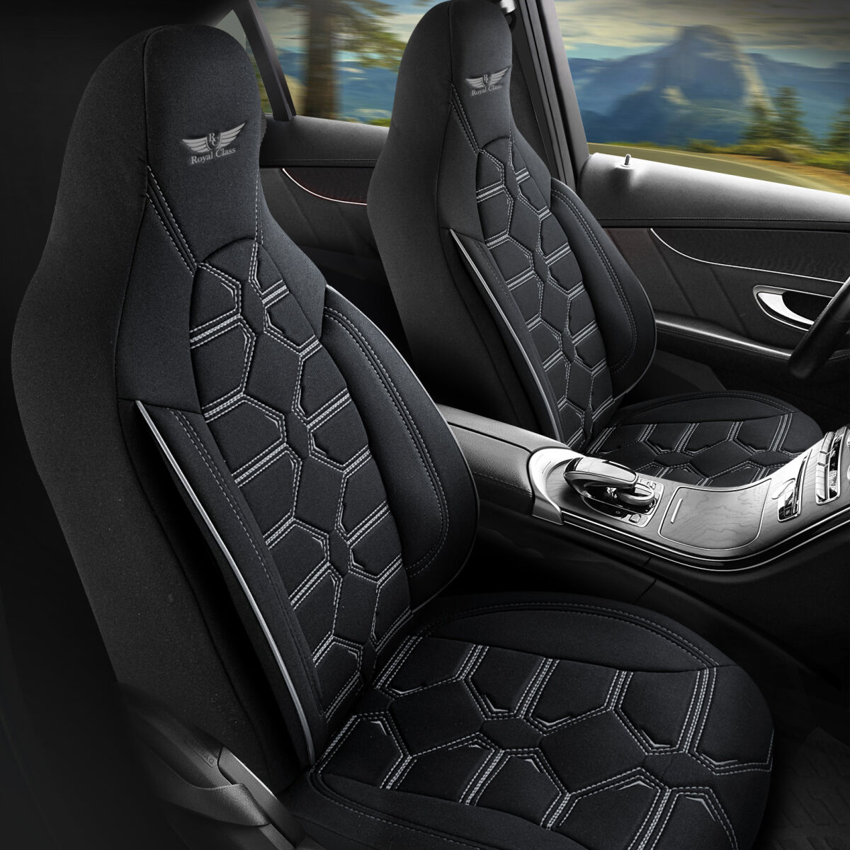 Bild von Sitzbezüge passend für Renault Talisman in Schwarz Grau Pilot 2.1