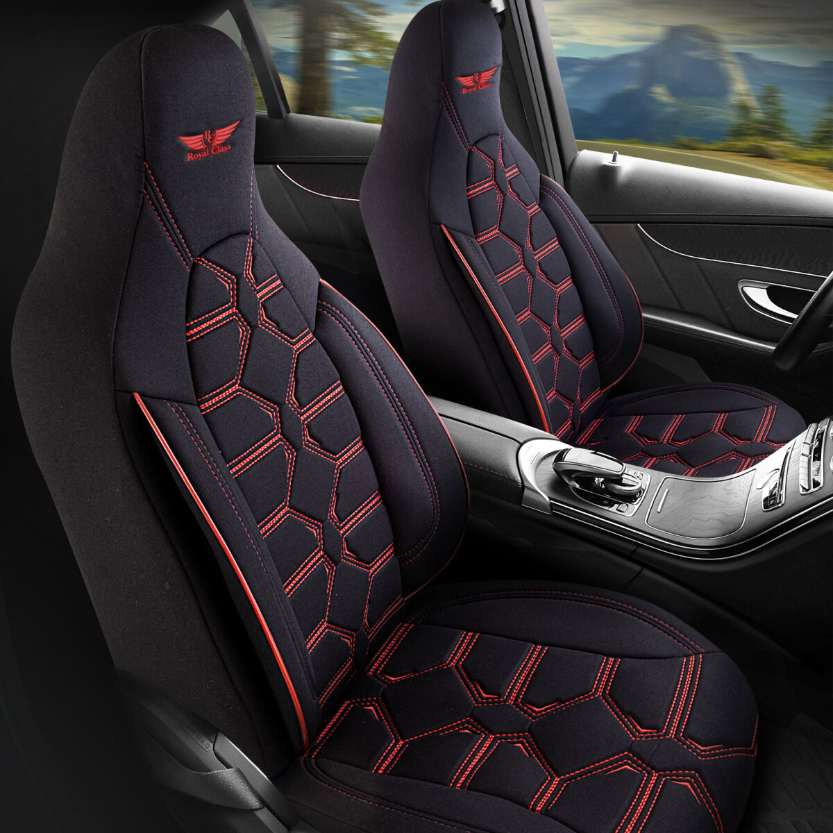 Bild von Sitzbezüge passend für Audi A4 in Schwarz Rot Pilot 2.2