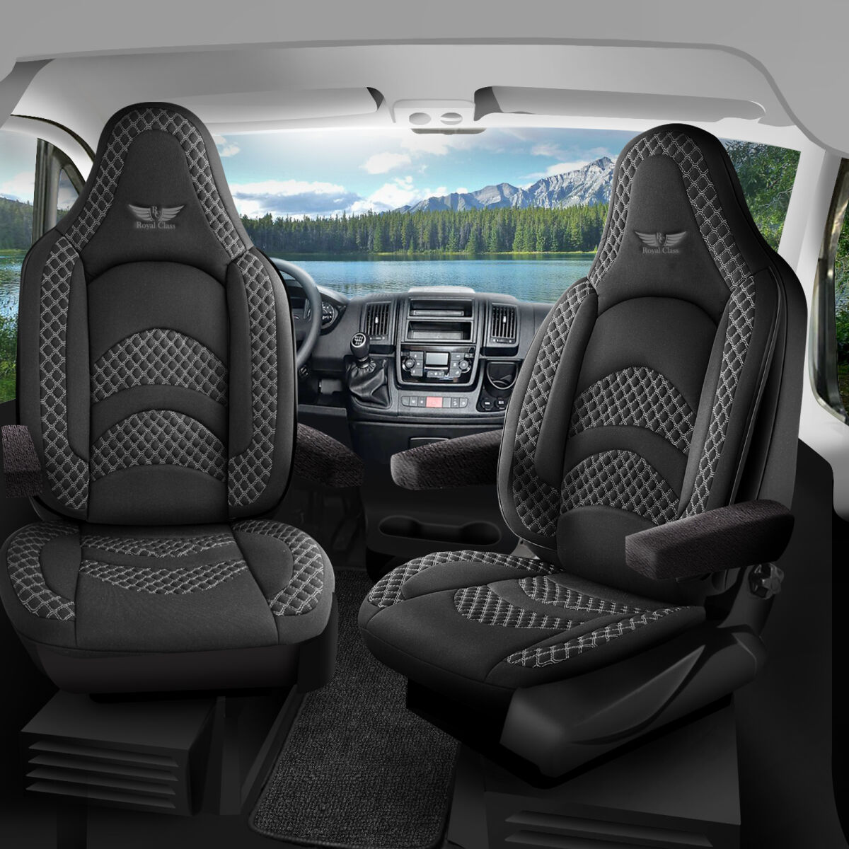 Bild von Sitzbezüge passend für Concorde Wohnmobil Caravan in Schwarz Grau Pilot 3.1