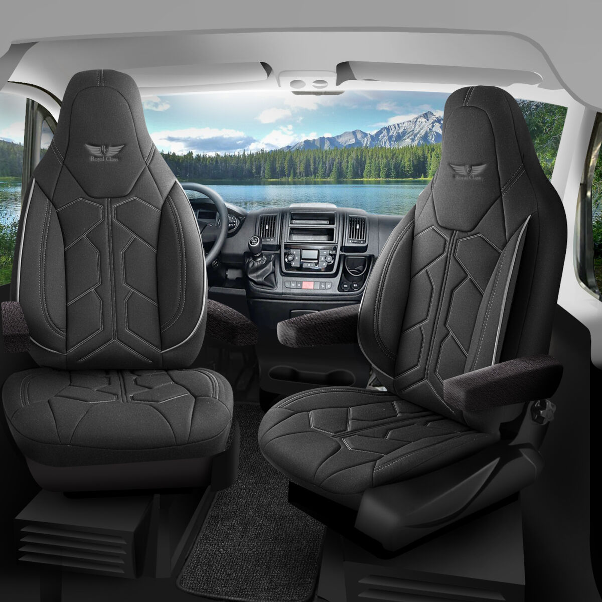 Bild von Sitzbezüge passend für Fischer Wohnmobil Caravan in Schwarz Grau Pilot 1.1